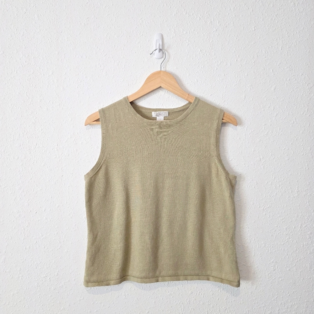 Vintage Green Cotton Ramie Tank L